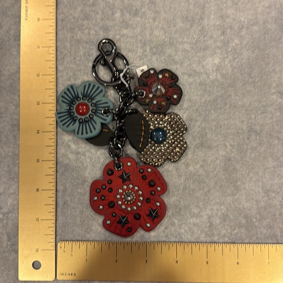 Rare Coach Large Star Dust Rivets Studs multi team rose bag charm fob blue red - Picture 2 of 4